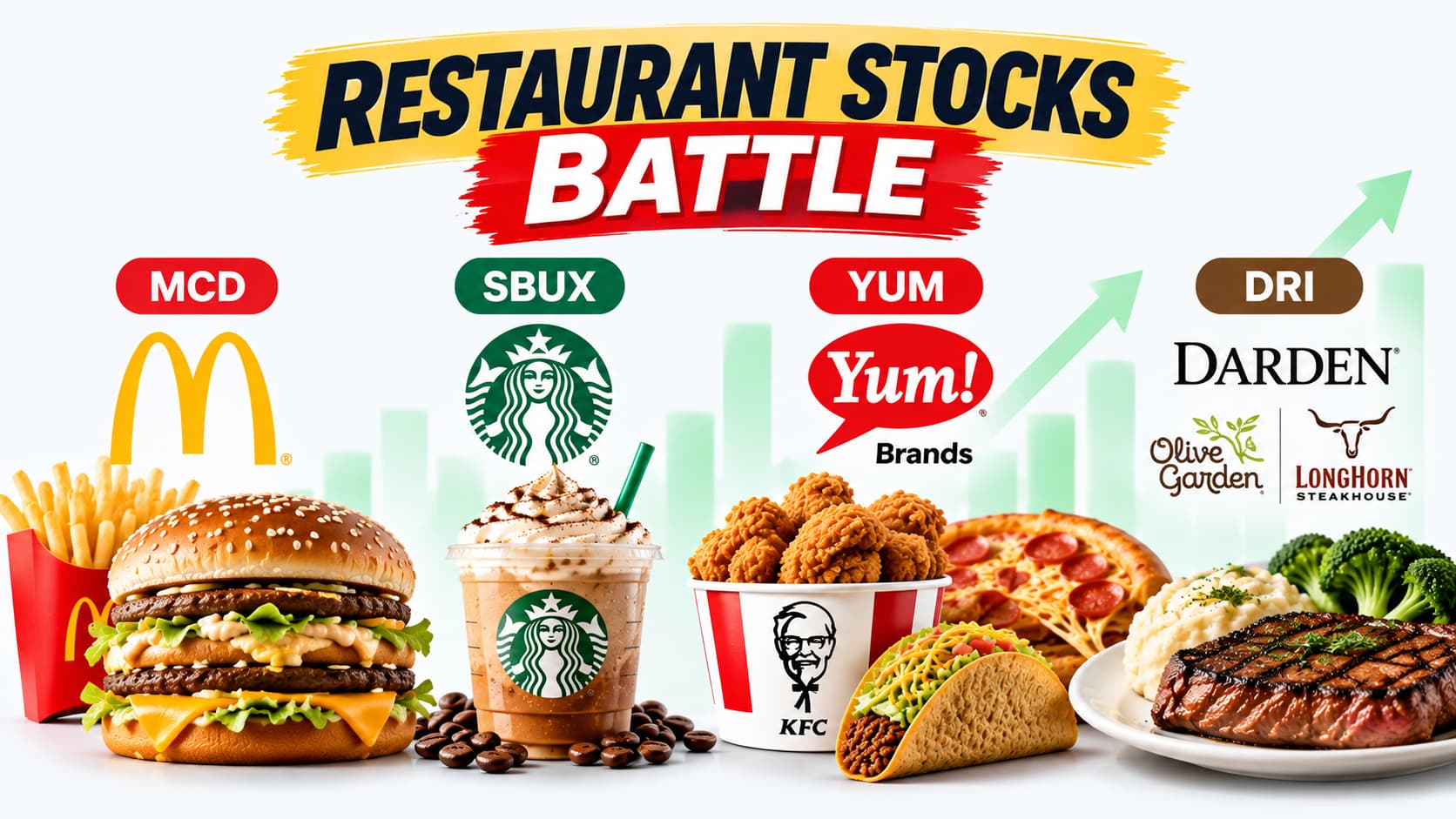 MCD, SBUX, YUM, and DRI restaurant stock battle comparing dividend growth, income, and long-term performance.