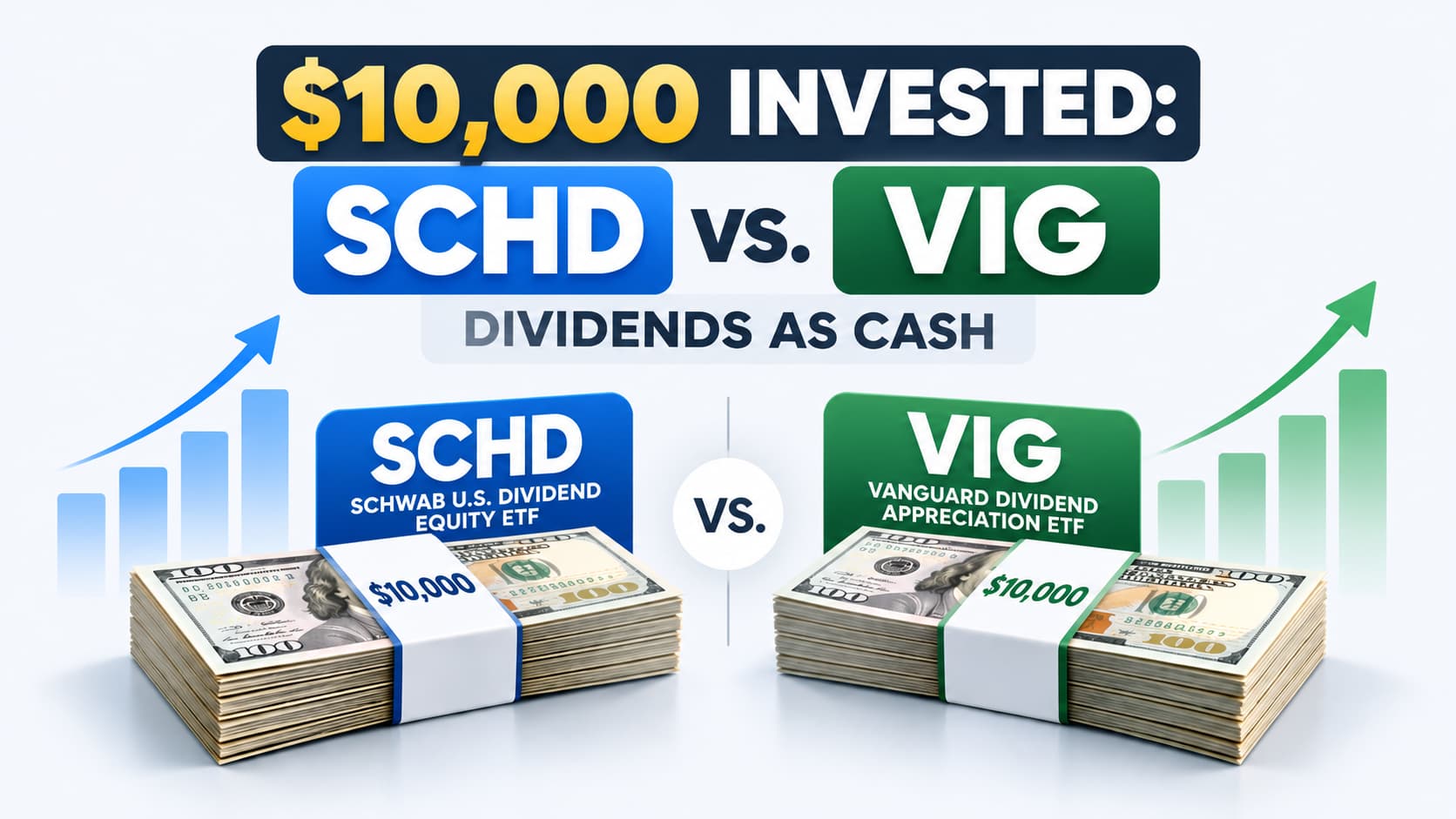 SCHD vs VIG comparison of annual cash income from equal $10,000 investments from 2018 through 2025.